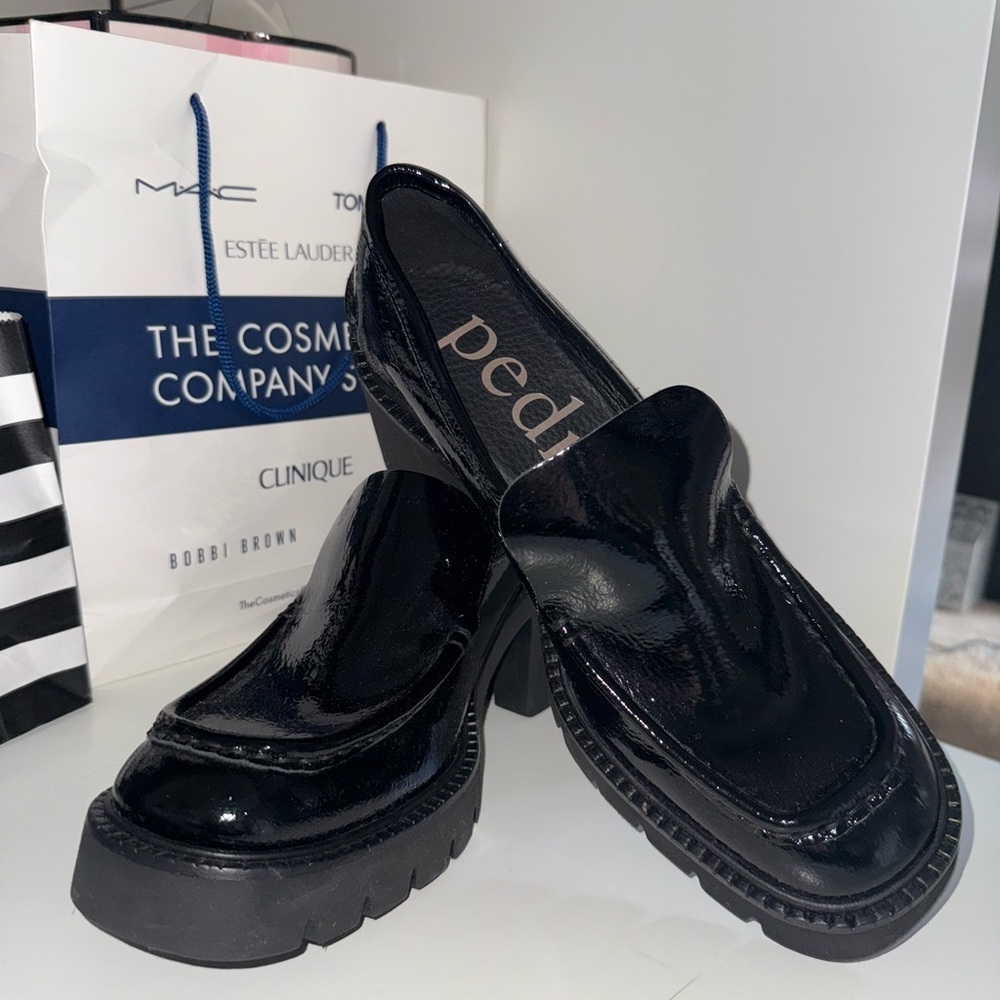 Pedro Garcia Zavanna Block Heel Loafer-  BLACK PATENT PLATFORM